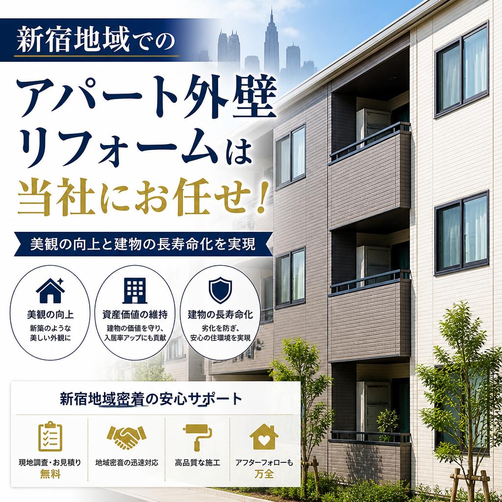 新宿地域でのアパート外壁リフォームは当社にお任せ！