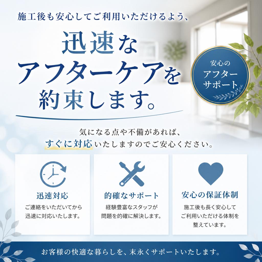 施工後のアフターケアについて