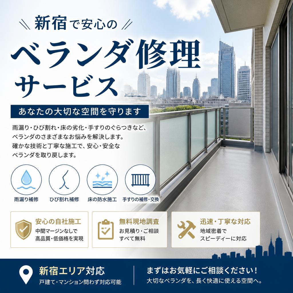 新宿で安心のベランダ修理サービス、あなたの大切な空間を守ります