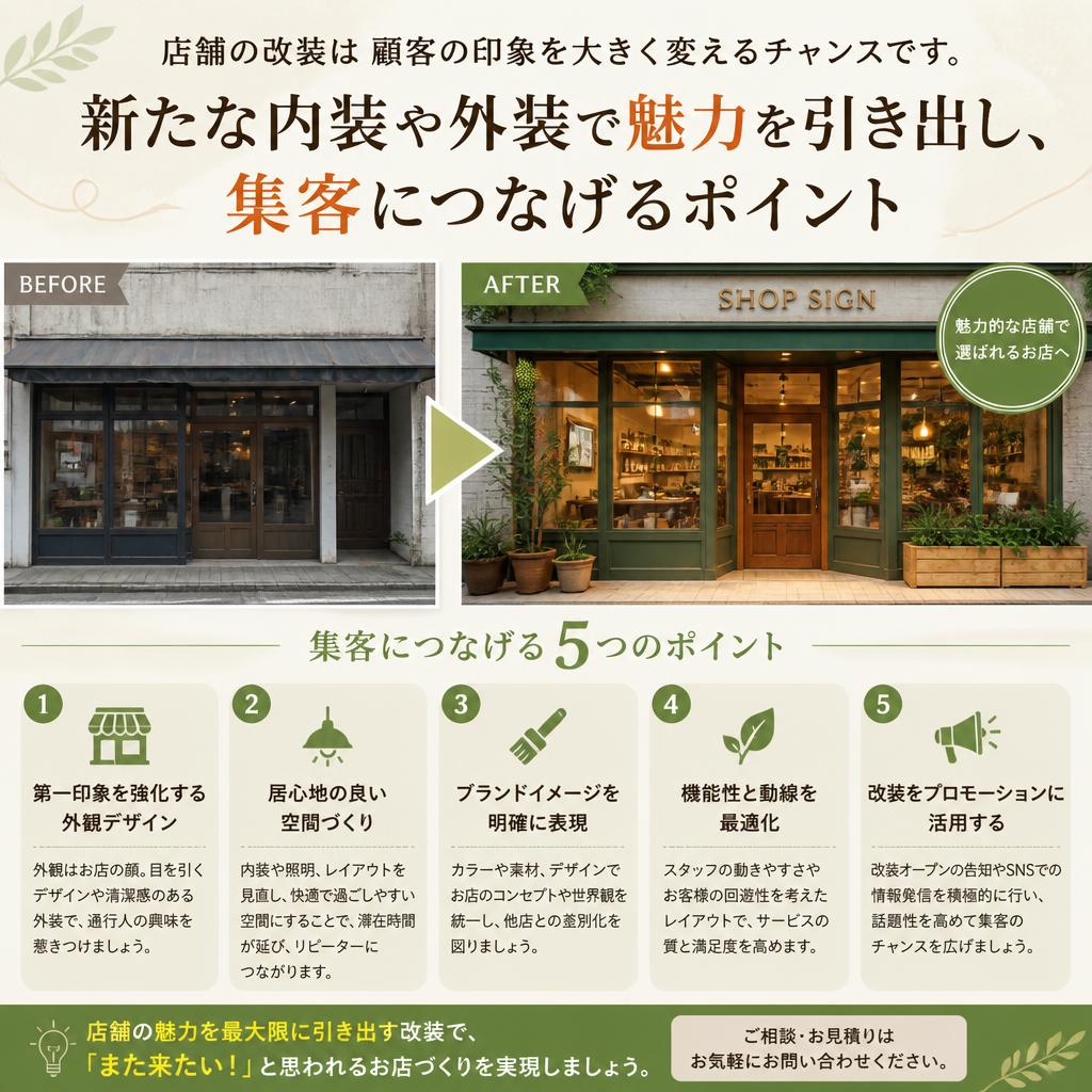 店舗改装で集客力アップ！