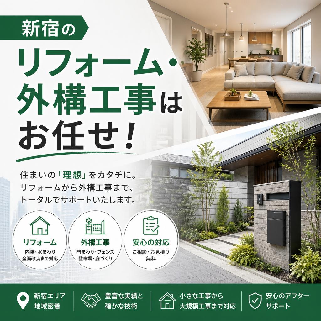 新宿のリフォーム・外構工事はお任せ！