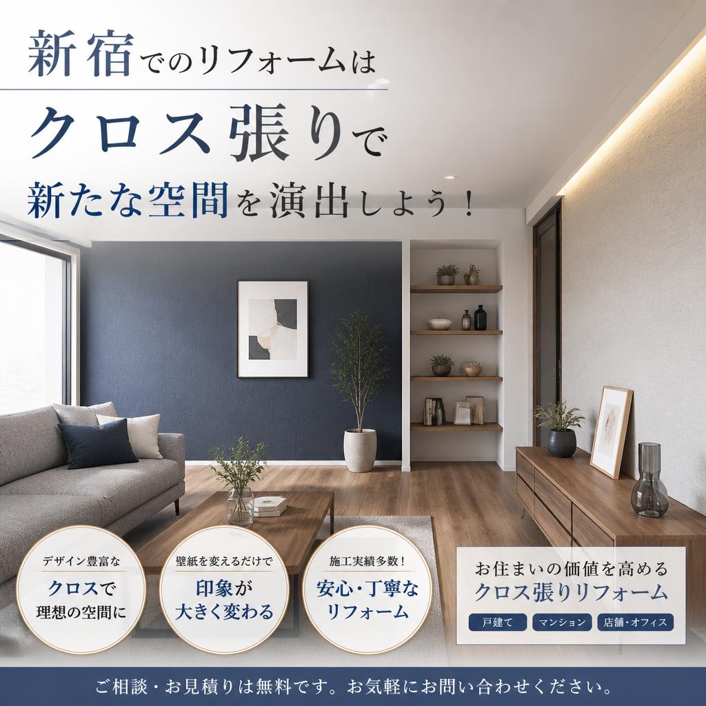 新宿でのリフォームはクロス張りで新たな空間を演出しよう！