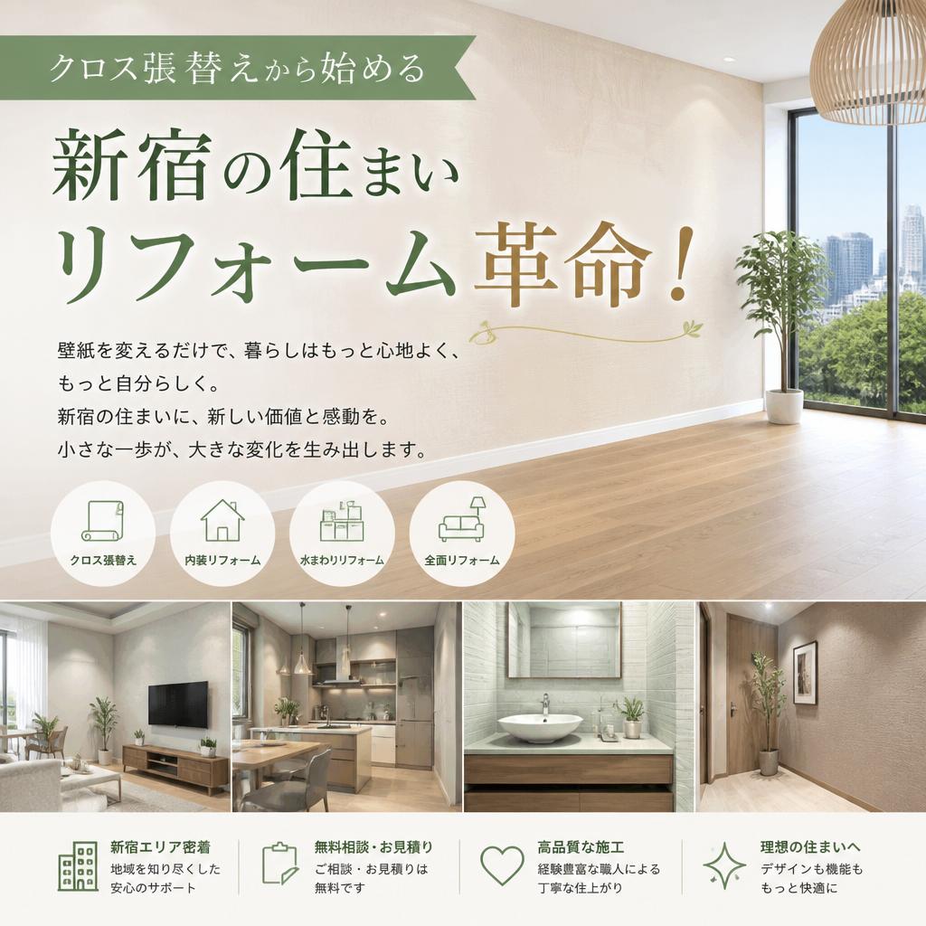 クロス張替えから始める、新宿の住まいリフォーム革命！