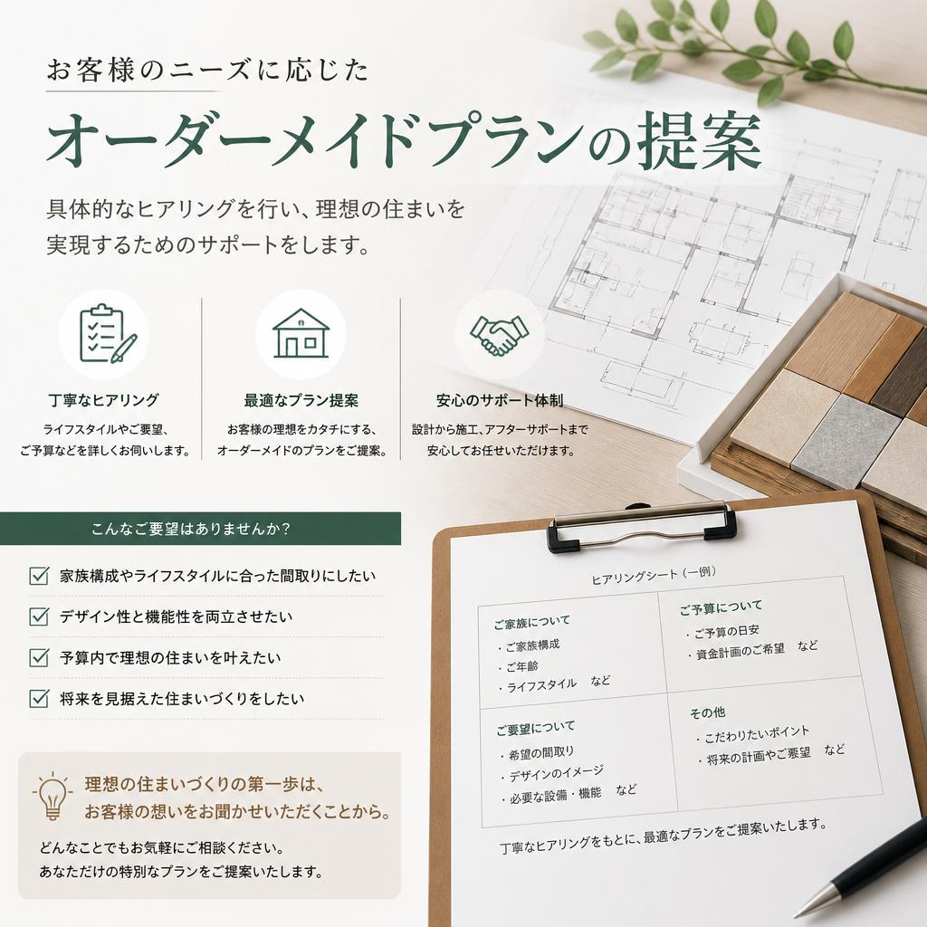 自由なプランニング、あなたの希望を形に