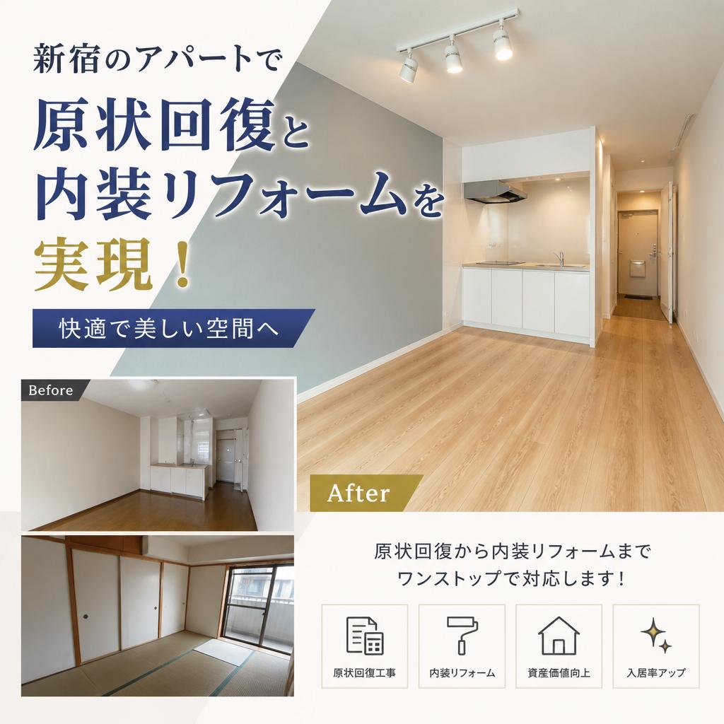 新宿のアパートで原状回復と内装リフォームを実現！