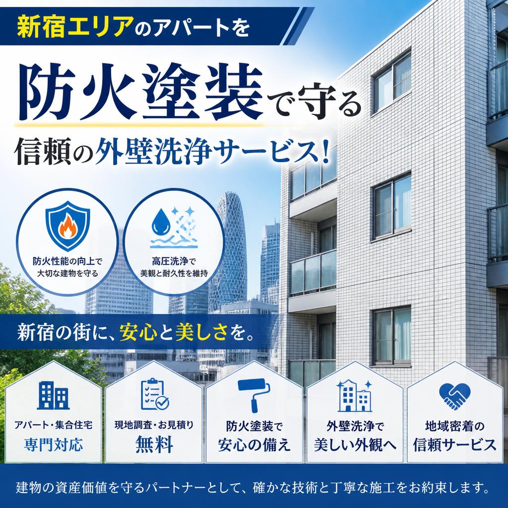 新宿エリアのアパートを防火塗装で守る、信頼の外壁洗浄サービス！