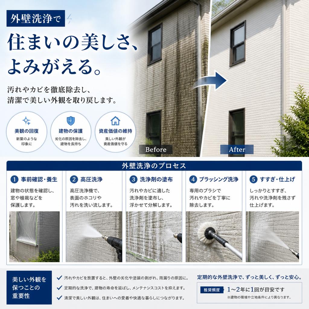 2. 外壁洗浄でリフレッシュ