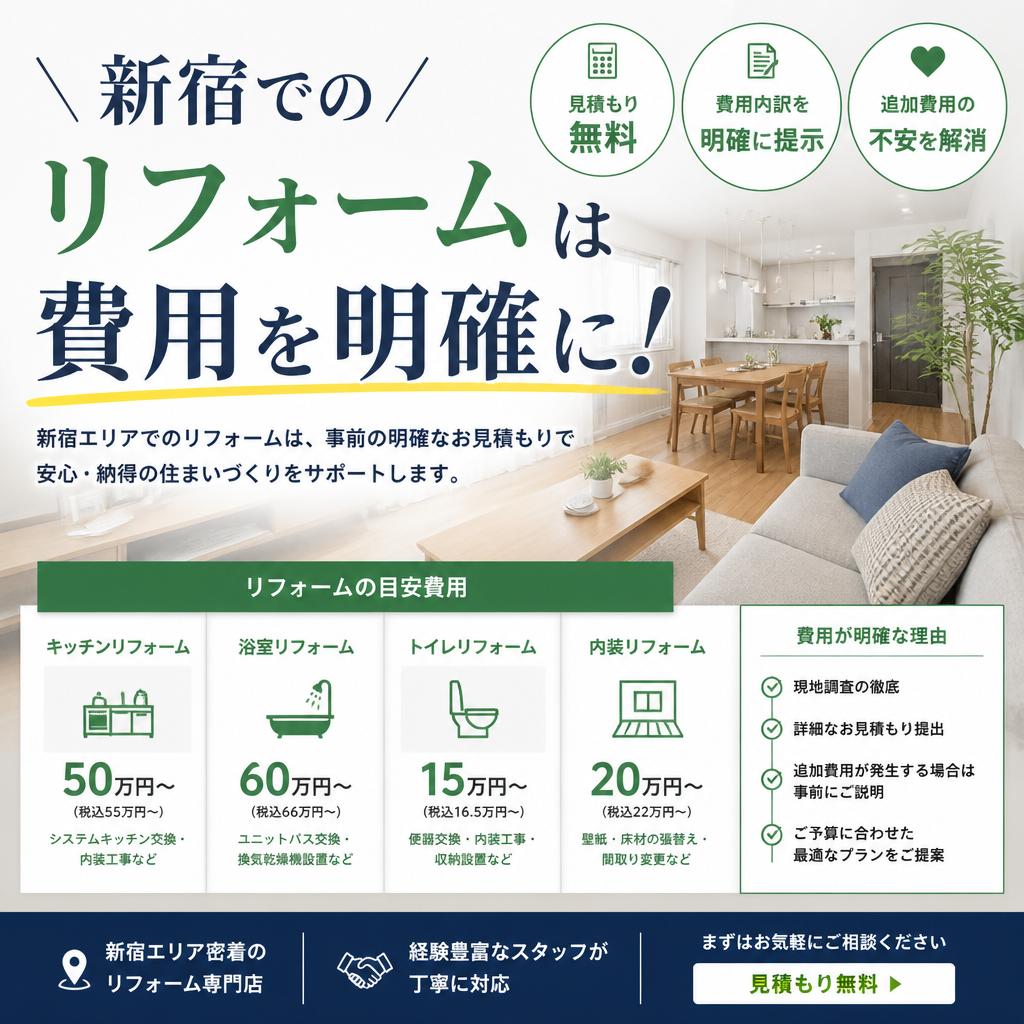 新宿でのリフォームは費用を明確に！